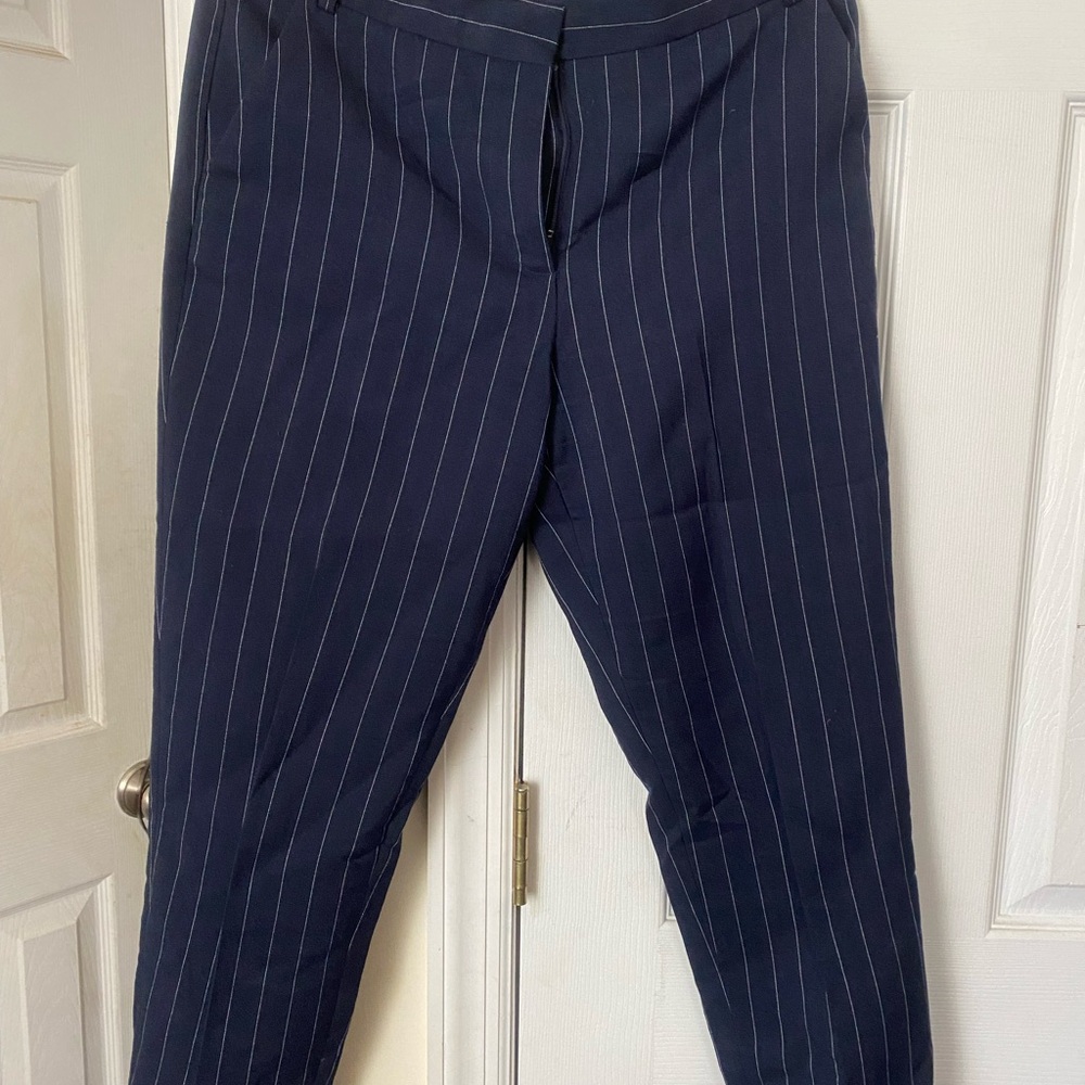 Navy Pinstripe Pants